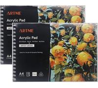 KALANKA-ARTME Lot de 2 blocs de papier acrylique A4 paysage x 12 feuilles/400 g/m² extra lourd/pressé à froid/sans acide, papier acrylique de qualité supérieure pour peinture acrylique et gouache