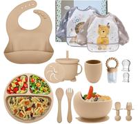 Kalanka-Assiette Bebe,Coffret Repas Bebe,Lot De 15,Set Repas Bébé, Bol Cuillere Bebe,Bavoir Silicone Bebe,Assiette Ventouse Pour Bébé,Tétine Grignoteuse Bébé Enfant Set Couverts Vaisselle Pour Sevrag