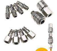 Kalanka-Astarye Pack Of 10 Euro Compressed Air Coupling 1/4 Inch Bsp Quick Coupling For Hoses Coupling Plug Air Line Hose Compressor Fitting Couplings Air Hose Connector Plug Connectors