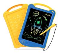 KALANKA-AstroDraw Jouet Enfants 2 3 4 5 6 Ans, 1ères Dessin et Écriture jouet, Tablette D'écriture LCD, Non salissant, Cadeau Anniversaire Noël pour Garçon et Fille (Bleu/Jaune)