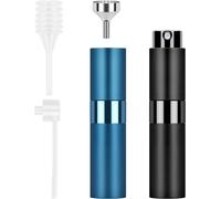 Kalanka-Atomiseur De Parfum Rechargeable, 2 Pièces 8ml Parfum Vaporisateurs De Parfum Aluminium Bouteille Avec Entonnoir Et Pipette Parfum Femme Homme Portable Pour Voyager (Noir, Bleu)