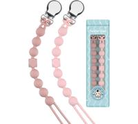 Kalanka-Attache Sucette Silicone Soothie Tétine Clips Porte Accroche Chaîne Pour Garçons Et Filles Douche De Bébé 2pcs(Rose)
