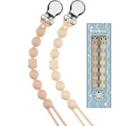 Kalanka-Attache Sucette Silicone Soothie Tétine Clips Porte Accroche Chaîne Pour Garçons Et Filles Douche De Bébé 2pcs(Beige,Avoine)