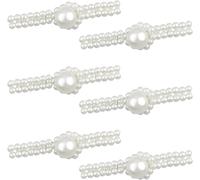 Kalanka-Attaches Perlées En Forme De Bande Blanche, 6 Paires De Boutons De Grenouille À N?Ud Chinois Fermeture Attaches De Couture Pour Bricolage Couture Cheongsam Tenue Décoration
