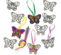 KALANKA-Attrape Soleil Motif Papillons en Vitrail - Lot de 12, Loisirs Créatifs pour Les Enfants, Christmas Stripes