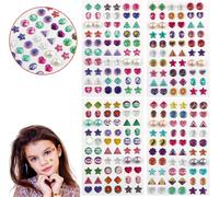 KALANKA-Autocollantes pour Boucles d'oreilles, 240Pcs Boucles d'oreilles Adhésives à Paillettes en Cristal, 3D Autocollants pour Filles Enfants