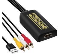 Kalanka-Av Au Hdmi Kuyia Rca Composite Cvbs 1080p Mini 3rca Au Convertisseur Hdmi Support Pal/Ntsc Pour Pc Tv Stb Xbox Wii Ps4 Ps3 Vhs Magnétoscope Caméra Dvd Nintendo N64 (Noir)