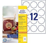 Kalanka-Avery Zweckform 5085 Confiture Étiquettes (A4, 120 Étiquettes, Forme De Fleur, Résidus, 60 X 59, 5 Mm) 10 Feuilles Blanc