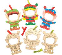 KALANKA-AX399 Décorations De Cadre Photo En Bois Lutin De Noël - Lot De 10, Décorations De Noël Pour Enfants À Concevoir Et Décorer, Artisanat De Noël Fait Maison