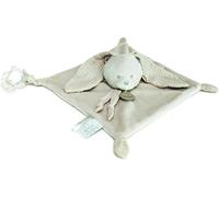 KALANKA-BABY NAT'- Doudou Lapin Plat Attache Tétine Collection Mocca - Peluche Douce Beige - Attache Sucette Intégrée - Idée Cadeau Naissance Bébé Fille ou Garçon - Matière Coton Doux - 25 cm - BN061