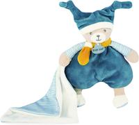 KALANKA-BABY NAT' - Pantin Ourson Avec Doudou Polochon Bleu - 22 cm - Peluche Doudou pour Bébé Dès la Naissance - Facile à Manipuler et Ultra Doux - Idée Cadeau Naissance pour Filles et Garçons - BN0