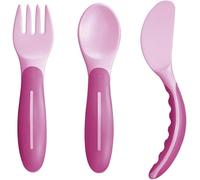 Kalanka-Baby's Cutlery Set De Couverts Antidérapant, Avec Fourchette, Cuillère Et Couteau, 6 Mois Et Rose