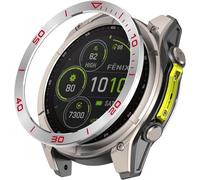 Kalanka-Bague De Protection Compatible Avec Garmin Fenix 8 Solar 51mm,Anneau Pour Montre Connectée Bezel Ring Styling, Lunette De Protection En Métal En Alliage D'aluminium - A-Silver/Red