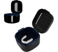 Kalanka-Bain De Prothèse Dentaire Portatif, Boîte De Stockage & Nettoyage 2-En-1 Pour Dentiers, Appareils Dentaires, Étui Rigide Pp Avec Panier De Trempage Amovible Pour Voyage, Salle De Bain, Noir