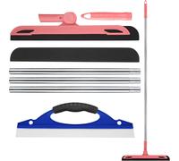 Kalanka-Balai Raclette Sol, Raclette D'eau Pour Fenêtre, Balai Raclette De Sol Vitre Douche Avec Manche, Balai-Éponge Lame Raclette Pour Cuisine, Salle De Bain, Propre, Verre - Rose