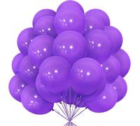 KALANKA-Ballons Violets, Paquet de 30 Ballons Mauve Mat Latex 12 pouces 30,5 cm Ballon avec Blanc Ruban pour Filles Femmes Garçons Fête d'Anniversaire Baptême Mariage Douche Bébé Baby Shower emise de