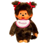 KALANKA-Bandai - Monchhichi - Peluche - Fille Bavoir Rose et Blanc 20 cm - 25555