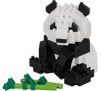 Kalanka-Bandai - Nanoblock - Panda Géant - Mini Figurine En Briques - Jeu De Construction - Kit Construction Figurines Animaux Panda Avec Bambou En Pixel - Nbc328