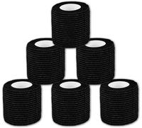 Kalanka-Bande De Couverture De Poignée-6 Paquet 2 "X 5 Yards Bande De Poignée Élastique Bandage Machine Enveloppant Bande De Sport Adhérente Poignée De Ruban Adhésif (Noir)