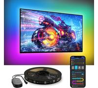 KALANKA-Bande Lumineuse TV, 3,8m Rétroéclairage RGBIC pour TV 55-65 inch, Ruban LED Smart, Bluetooth 2,4G Wi-Fi Contrôle, Fonctionne avec Alexa, Snyc Musique, Adaptateur d'Alim, Pas Capture de Couleu