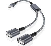 KALANKA-Basesailor USB Splitter Cable 0.3M, Type A Male to 2 Female Extension Nylon Splitter Y Cord Double Port Hub Charger 2 in 1 Split Adapter for Mac, Car, PC, PS4 PS5, Xbox One X/S