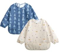 Kalanka-Bavoir Etanche À Manchs Longue 2pcs Bavoir Tablier Bébé Bavoir Imperméable Bébé Tablier Peinture Enfant Convient Aux Enfants De 6 Mois À 3 Ans¿Montagne De Neige&le Renard¿