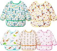 Kalanka-Bavoirs Manches Longues 5pcs Etanches Blouse Peinture Enfant Tablier D'alimentation Multicolore 2-5ans