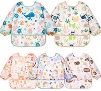Kalanka-Bavoirs Manches Longues 5pcs Etanches Blouse Peinture Enfant Tablier D'alimentation Multicolore 0-2ans