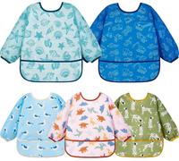 Kalanka-Bavoirs Manches Longues 5pcs Etanches Blouse Peinture Enfant Tablier D'alimentation Multicolore 0-2ans