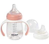 Kalanka-Béaba, Biberon/Tasse D'apprentissage 2 En 1, Tasse Paille Enfant, 100% Étanche, Anti-Fuite, Facile À Ouvrir, Poignées Amovibles, Tritan Et Silicone, 210 Ml, Rose