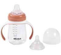 Kalanka-Béaba, Biberon/Tasse D'apprentissage 2 En 1, Tasse Paille Enfant, 100% Étanche, Anti-Fuite, Facile À Ouvrir, Poignées Amovibles, Tritan Et Silicone, 210 Ml, Terracotta