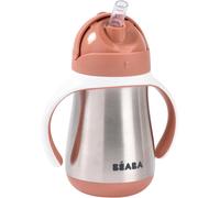 Kalanka-Béaba, Biberon/Tasse D'apprentissage Paille/Gourde Bébé 2 En 1, Enfant, 100% Étanche, Anti-Fuite, Facile À Ouvrir, Poignées Amovibles, Matière Inox, Sain, Solide, 250 Ml, Terracota