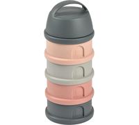 Kalanka-Béaba, Boite Doseuse De Lait Empilable, 100% Hermétique, 4 Compartiments, Made In France, Grande Contenance, Usage Evolutif Cotton Mineral Grey/Pink
