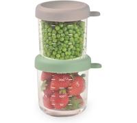 Kalanka-Béaba, Coffret 2 Portions Verre Conservation Repas Bébé/Verre Extra Résistant, 100pourcent Hermétique, Résiste Choc Thermique, Congélation, Stérilisation, Graduation, 250 Ml, Vert Sauge/Gazel