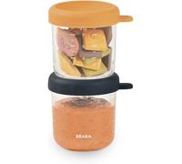 Kalanka-Béaba, Coffret 2 Portions Verre Conservation Repas Bébé/Verre Extra Résistant, 100pourcent Hermétique, Résiste Choc Thermique, Congélation, Stérilisation, Graduation, 250 Ml, Bleu Nuit/Honey