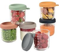 Kalanka-Béaba, Coffret 6 Portions Verre Conservation Repas Bébé/Verre Extra Résistant, 100% Hermétique, Résiste Choc Thermique, Congélation, Stérilisation, Graduation, 250 Ml, Sunrise