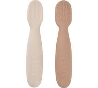 Kalanka-Béaba, Lot De 2 Cuilleres Bebe 1er Age, Pré-Cuillères En Silicone, Couverts Bébé, Dès 4 Mois, Forme Ergonomique, Textures Différentes, Manche Ergonomique, Pralin/Argile