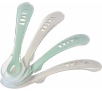 Kalanka-Béaba, Lot De 4 Cuillères En Silicone Pour Bébé Et Enfant, 2ème Âge, À Partir De 12 Mois, Souple, Bout Arrondi, Manche Ergonomique, Velvet Grey/Sage Green