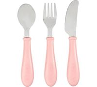 Kalanka-Béaba, Set De 3 Couverts Enfant D'apprentissage - Inox - 2ème Âge, Dès 12 Mois - Prise En Main Facile Pour Bébé, Old Pink