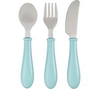 Kalanka-Béaba, Set De 3 Couverts Enfant D'apprentissage - Inox - 2ème Âge, Dès 12 Mois - Prise En Main Facile Pour Bébé, Airy Green