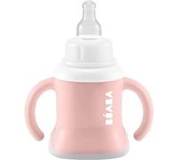 Kalanka-Béaba Tasse D'apprentissage Bébé, Fonction Biberon/Gourde/ Tasse, Anti-Fuite, Facilite La Prise En Main, Ergonomique, Paille, Évoluclip 3 En 1, Capuchon, Old Pink