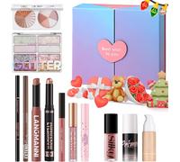Kalanka-Beauté 12 Pièces Coffret Cadeau Pour Les Fêtes De Fin D'année, Kit Cosmétique Complet Avec Ombres À Paupières, Fond De Teint, Rouge À Lèvres, Blush, Eyeliner, Highlighter, Kit Cadeau Surprise
