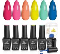 Kalanka-Beetles Gel Nail Polish Set, 6 Couleurs Estivales Gel Polish Nail Art Arc-En-Ciel Lumineux Orange Bleu Rose Vert N¿¿On Pour Ongles Diy Nail Art Cadeau Pour Filles Pool Party Manucure De Vacanc