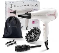 Kalanka-Bellissima Kit Sèche Cheveux Professionnel 2300w Blanc Et Rose - Séchage Rapide, Chaleur Maîtrisée - Adapté Tous Types Cheveux - Accessoire Coiffure, Brushing - Brosse Ronde, Diffuseur Inclus