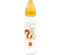 Kalanka-Biberon Régul'air 240 Ml En Verre - Tétine Nn -Nouveau-Né- Anticolique En Silicone - Débit Régulier - 1er Âge, 0 À 4 Mois - Fabrication Française - Décor Ecureuil - Jaune Moutarde