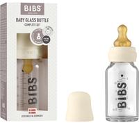 Kalanka-Bibs Baby Glass Bottle. Anti-Colique. Embout Rond En Latex De Caoutchouc Naturel. Favorise L`Allaitement Naturel, Complete Set - 110 Ml, Ivory