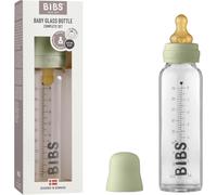 Kalanka-Bibs Baby Glass Bottle. Anti-Colique. Embout Rond En Latex De Caoutchouc Naturel. Favorise L`Allaitement Naturel (Vert, Complete Set - 225 Ml)