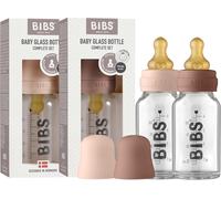 Kalanka-Bibs Baby Glass Bottle. Lot De 2. Anti-Colique. Embout Rond En Latex De Caoutchouc Naturel. Favorise L`Allaitement Naturel, Complete Set - 110 Ml (Pack Of 2), Blush/Woodchuck