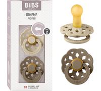 Kalanka-Bibs Boheme Lot De 2 Tétines. Sans Bisphénol A. Téterelle Ronde, Latex De Caoutchouc Naturel, Taille 2 (6-18 Mois), Vanilla/Dark Oak