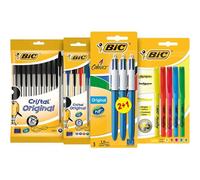 Kalanka-Bic Kit Les Essentiels , 3 Stylos 4 Couleurs, 5 Highlighter Surligneurs, 14 Cristal Original Stylos-Bille, Lot De 22 Produits